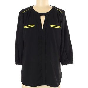 French Connection Black Blouse with Neon Piping